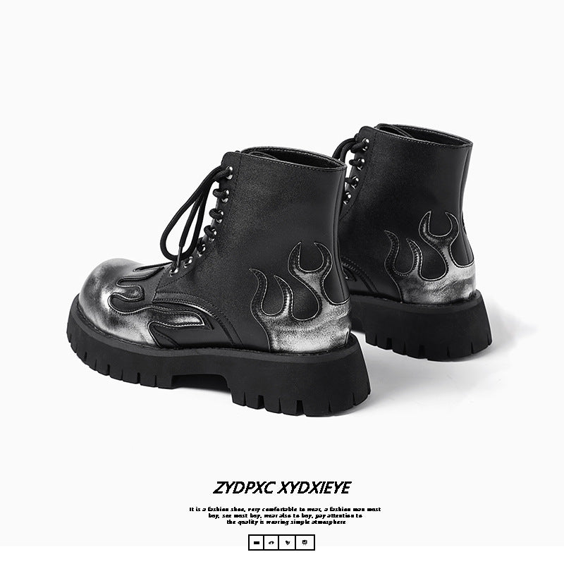 Men's Martin Thick-soled Ankle Niche Trendy Flame Boots