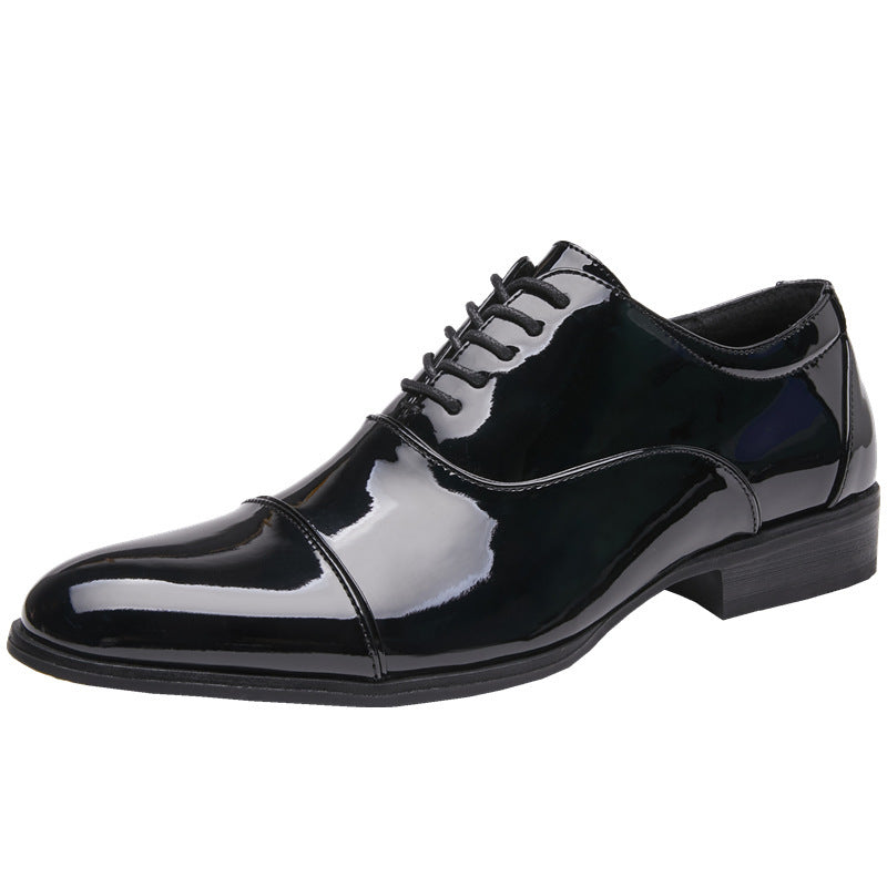 Men's Patent Glossy Three Joint Formal Wear Oxford Green Men's Business Leather Shoes