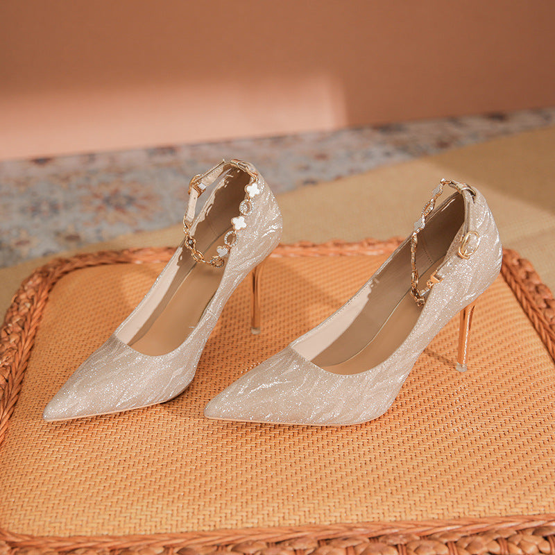 Women's High Elegant Pointed Stiletto Crystal Bridesmaid Wedding Women's Fashion Shoes