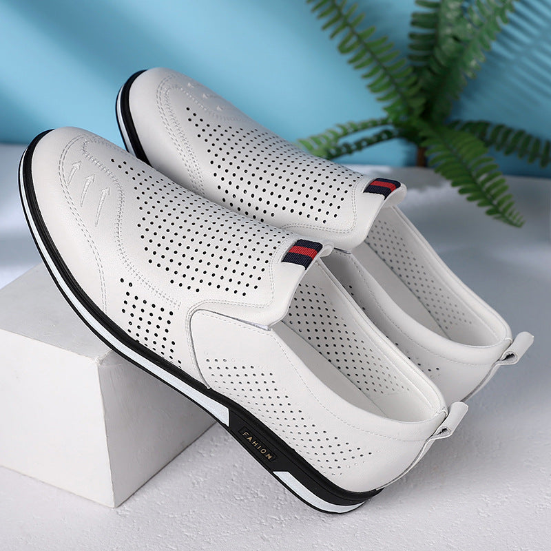 Men's Summer Soft Bottom Business Hollow Slip-on Leather Shoes