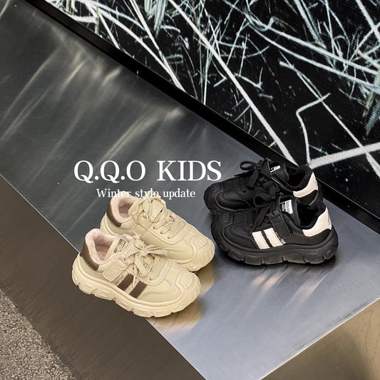 Children's Winter Fleece-lined German Training Korean Boys Kid's Sneakers