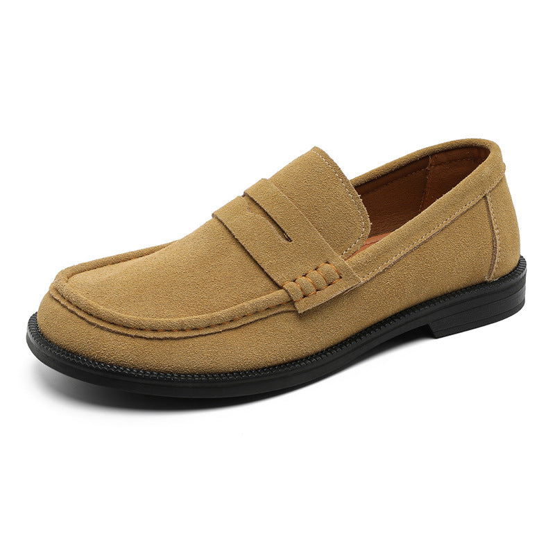 Retro Design High-grade Black Khaki Beige Leather Shoes