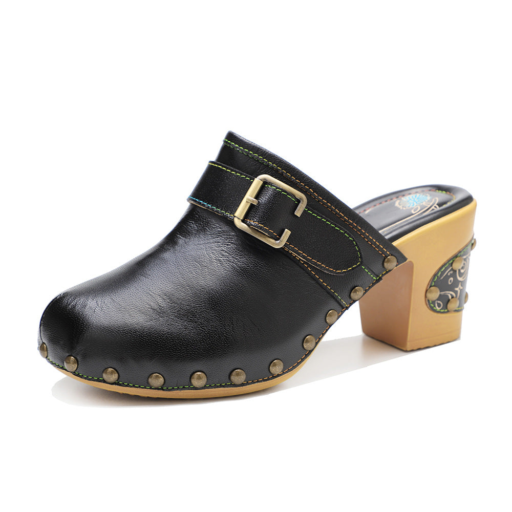 Handmade Genuine Brushed Retro Fashion Minimalism Heels