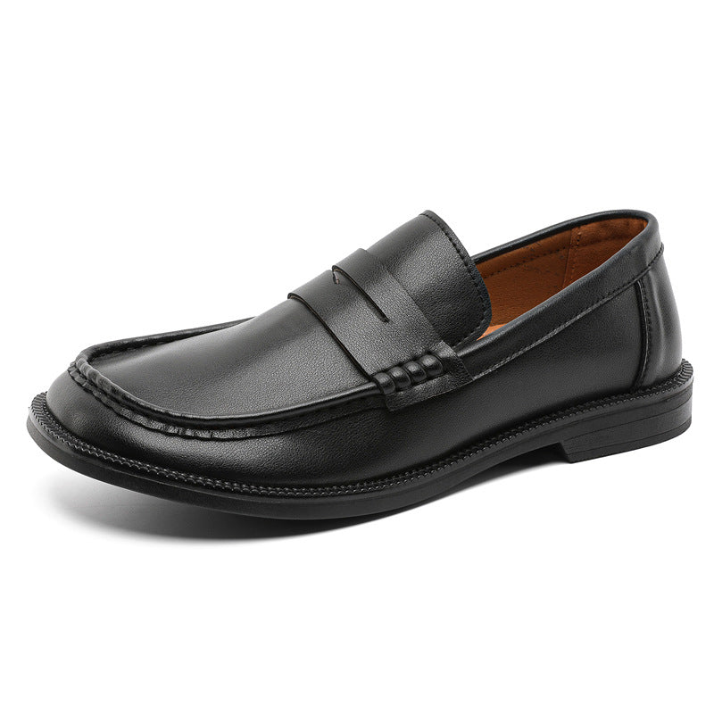 Retro Design High-grade Black Khaki Beige Leather Shoes