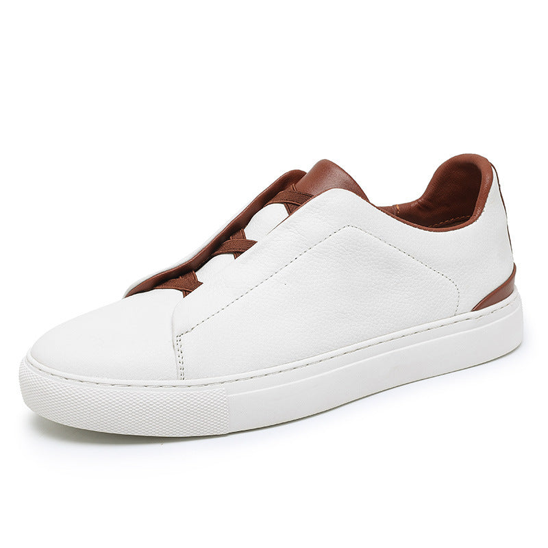 Men's Spring White Top Layer Green Trendy Men's Board Shoes