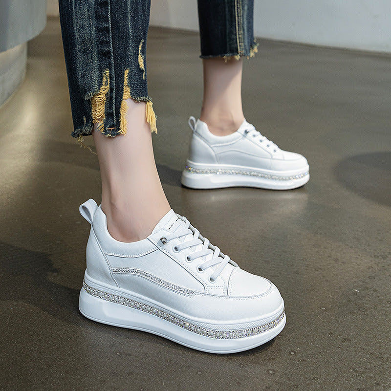 Women's White Slip-on Autumn Platform Lightweight Small Inner Women's Casual Shoes