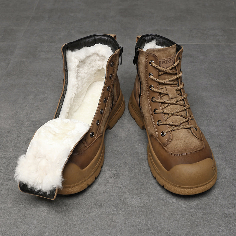 Men's Martin Ankle British Wool In Trendy Middle High Top Boots
