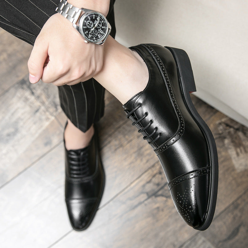 Men's Retro British Style Pointed Toe Business Leather Shoes