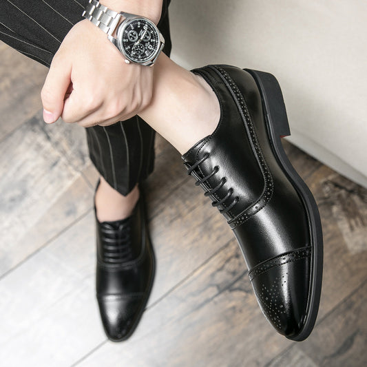Men's Retro British Style Pointed Toe Business Leather Shoes