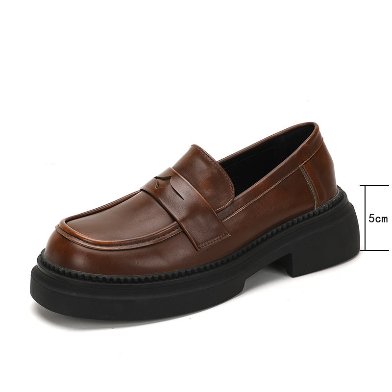 Women's Style Retro Rub Colored Thick Bottom Loafers