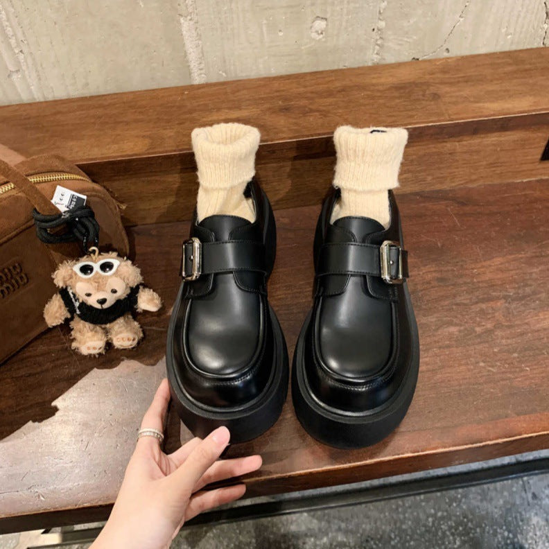 Women's Elegant Metal Buckle Chunky Platform Loafers