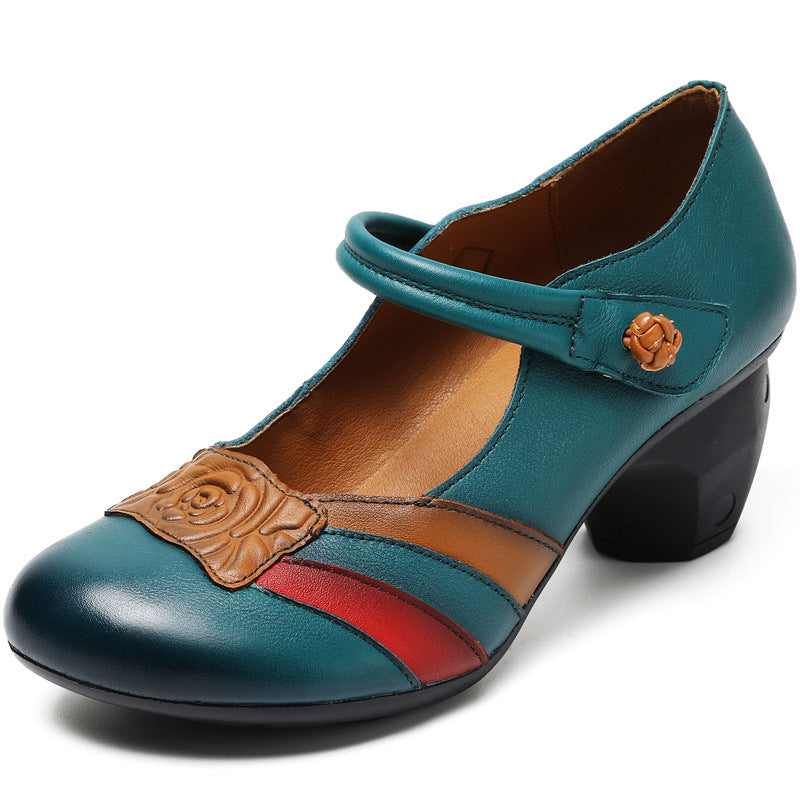 Women's Color Matching Pumps Genuine Mary Jane Women's Shoes