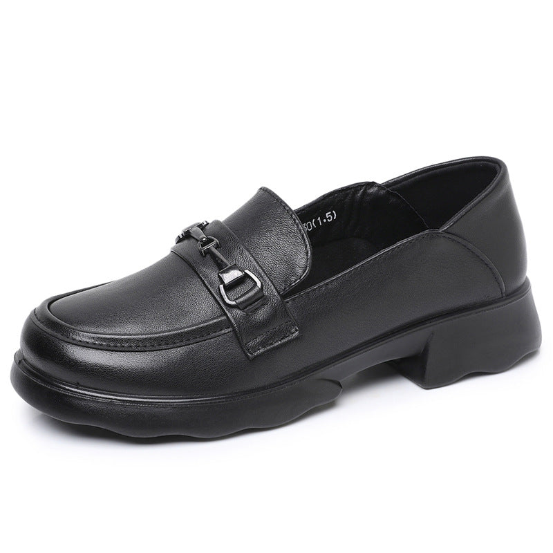 Women's Layer Cowhide Autumn Soft Bottom Thick Not Loafers