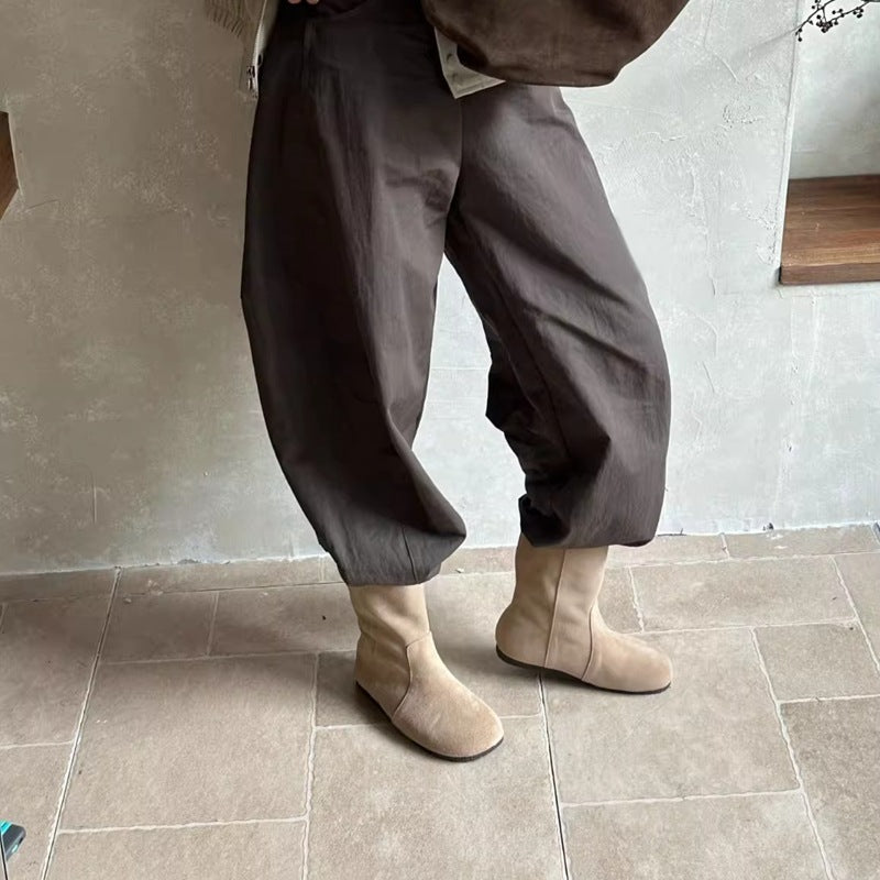 Genuine Comfortable Flat Ankle Round Toe Boots