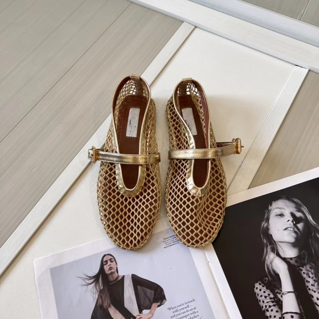 Summer Buckle Ballet Full Diamond Flat Women's Shoes