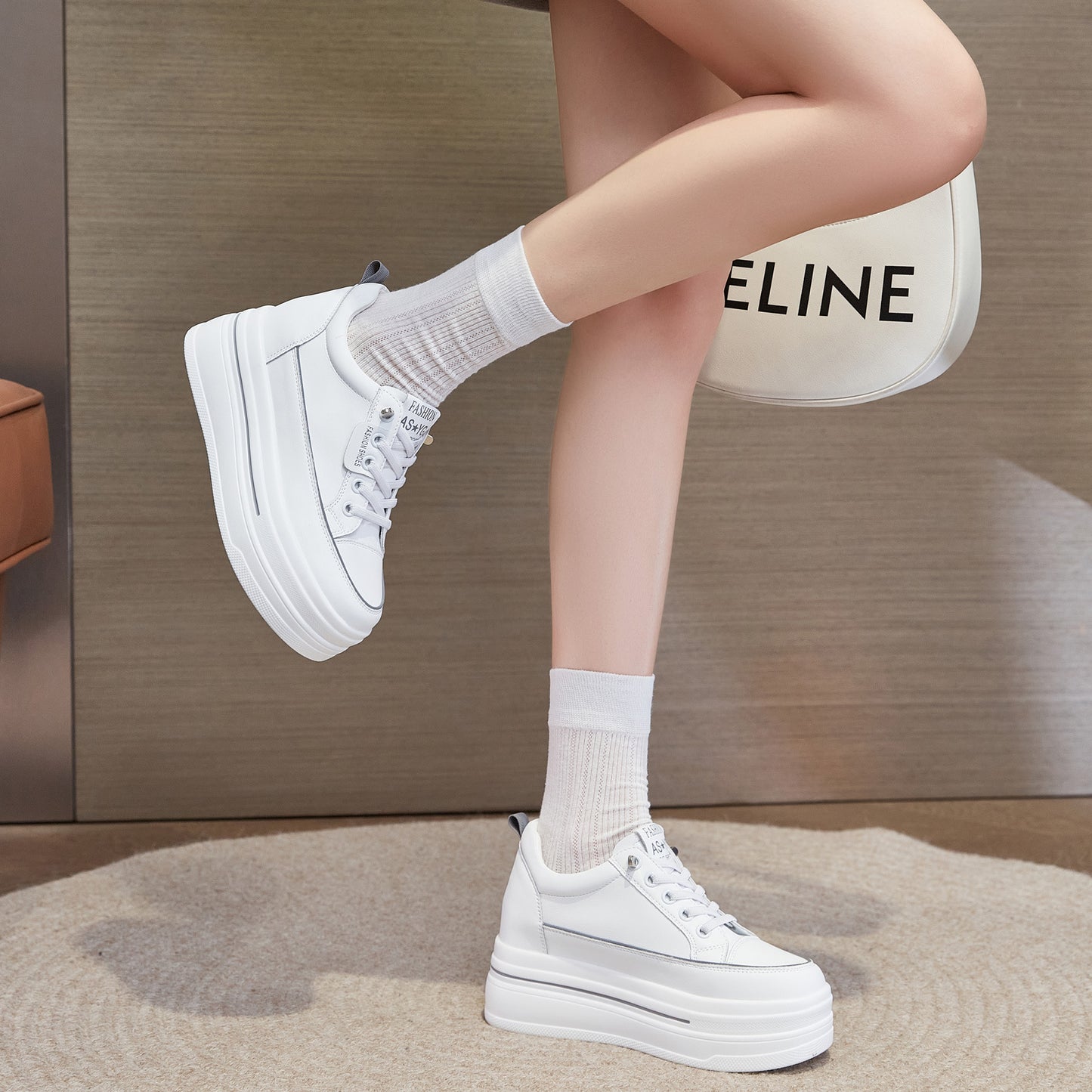 Women's Mesh Breathable Height Increasing Insole Muffin Casual Shoes
