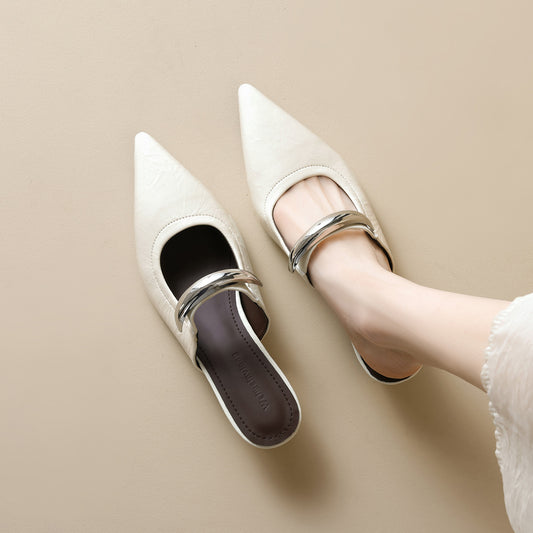 Women's French High-rise Closed Toe Half Summer Slippers