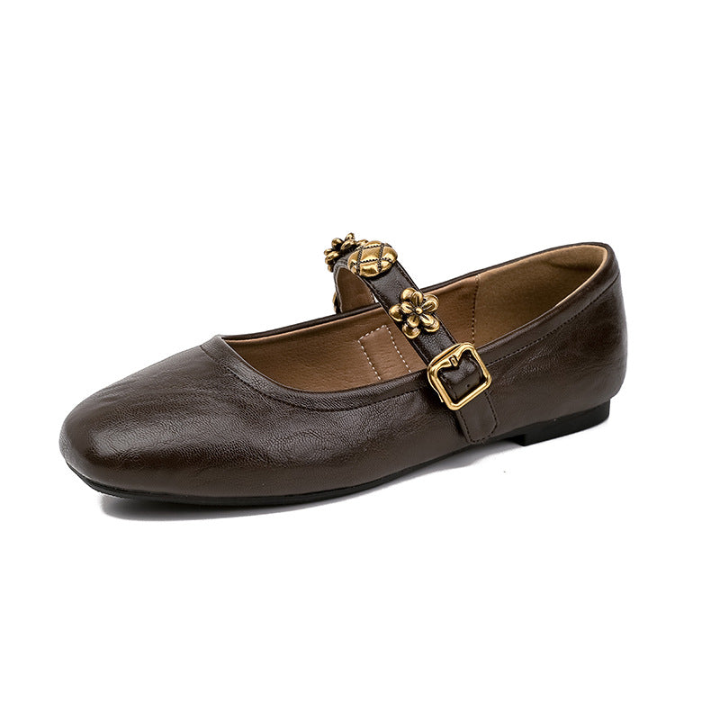Female Buckle Flat Evening Wind Gentle Women's Shoes