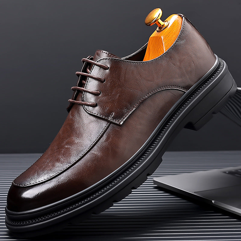 Men's Wear Big Toe Thick Bottom Genuine Leather Shoes
