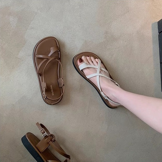 Women's Grape Mom Cross Buckle Strap Toe Sandals