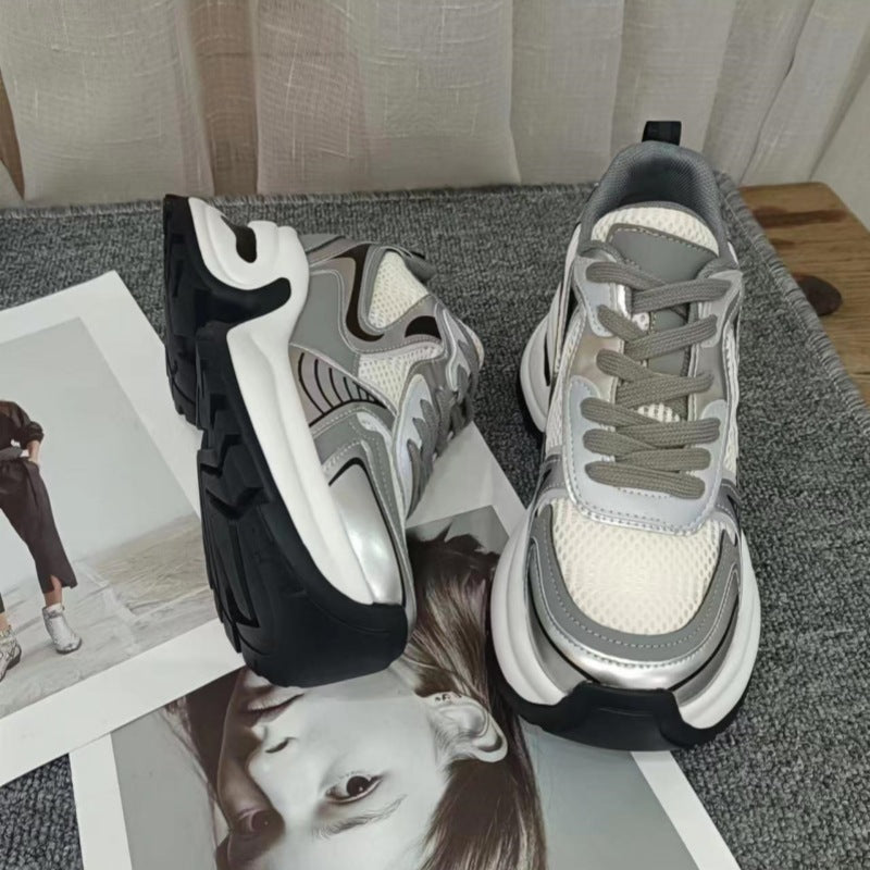 Women's Sier Platform Dad Small Height Increasing Sneakers