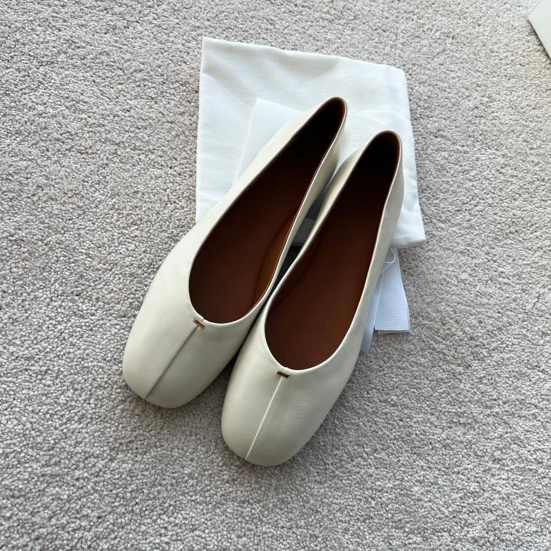 Women's Soft Sheepskin Ballerina Flats Round Head Grandma Women's Shoes