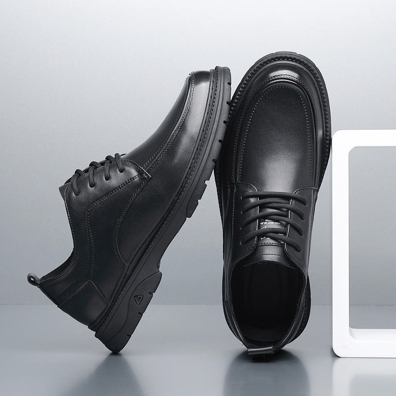 Men's Layer Cowhide British Fashion Soft Bottom Leather Shoes