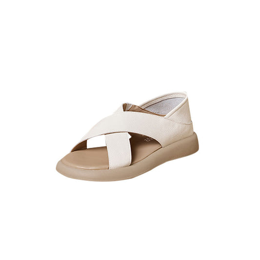 Women's Genuine Flat Peep Toe Summer Hollow Breathable Sandals