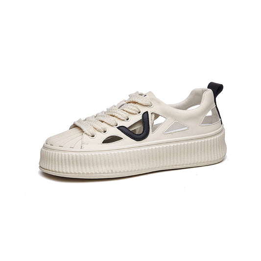 Women's Shell Toe Authentic Hollow Out Platform Biscuit Shape Casual Shoes