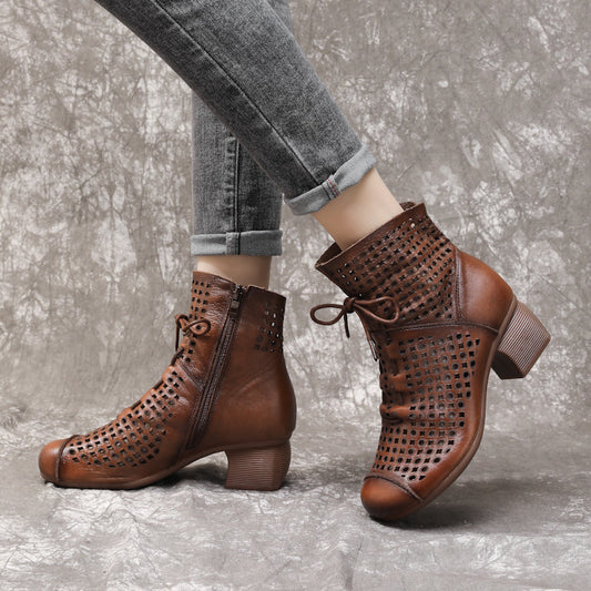 Women's Style Thick Mid Top Layer Soft Cowhide Inside Heels