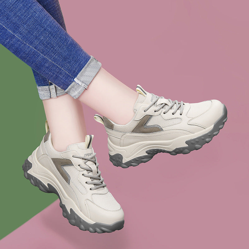 Women's Toe Box Hole Dad Thick Bottom Hollowed Heels