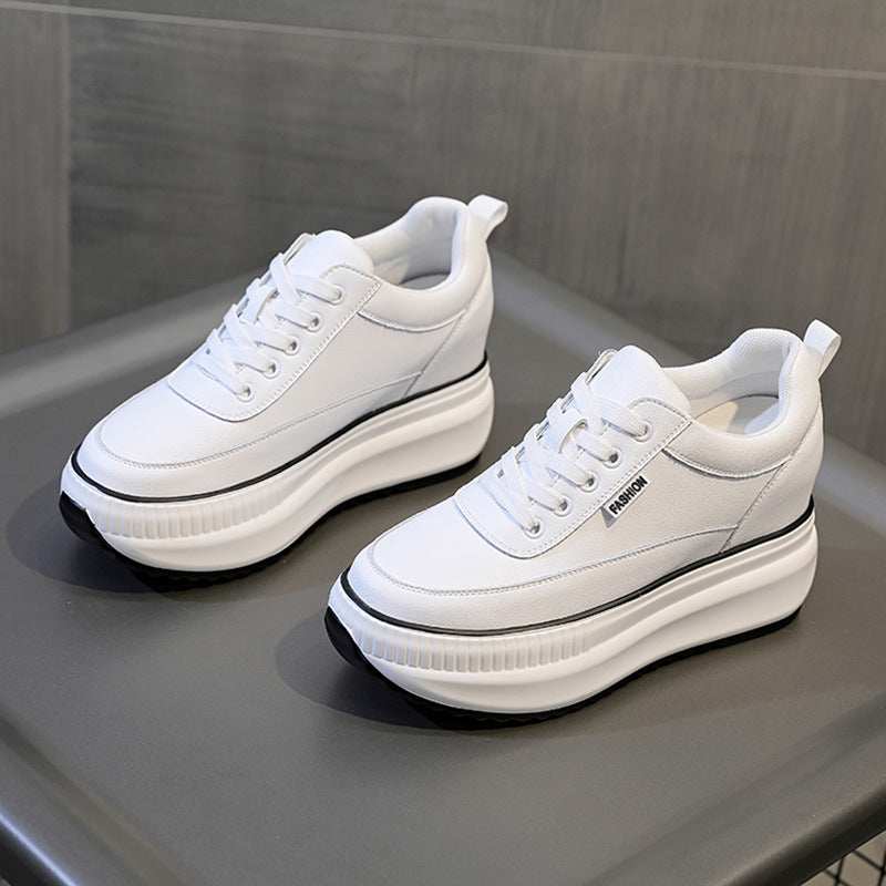 Women's Small Height Increasing Insole Four White Pumps Fleece Women's Casual Shoes