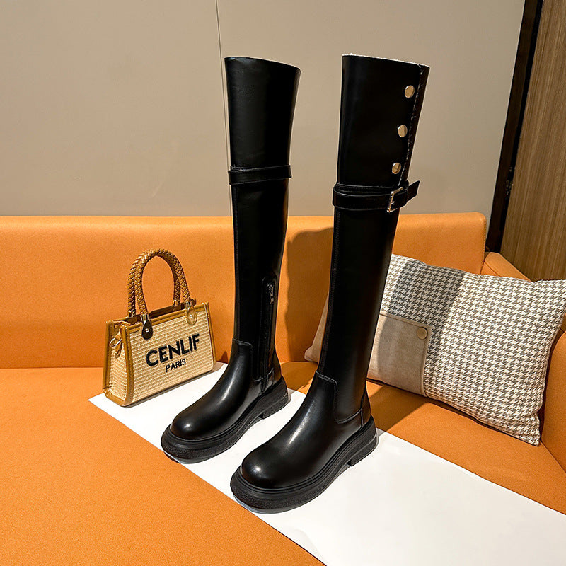Women's Surface Over The Knee Winter Flat Boots