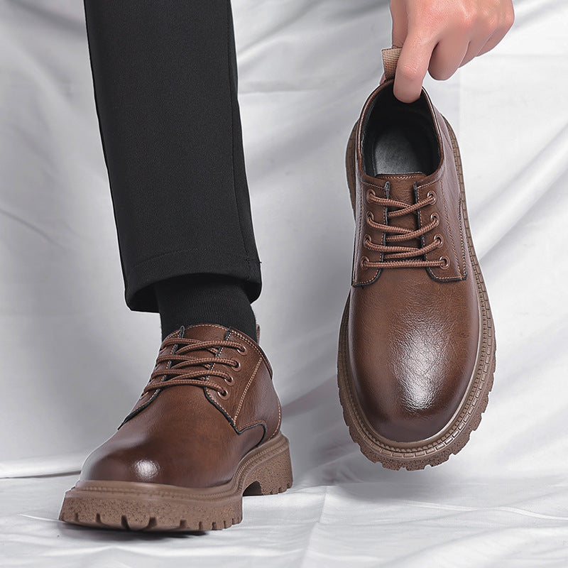 Men's Retro Business Platform Big Head British Leather Shoes
