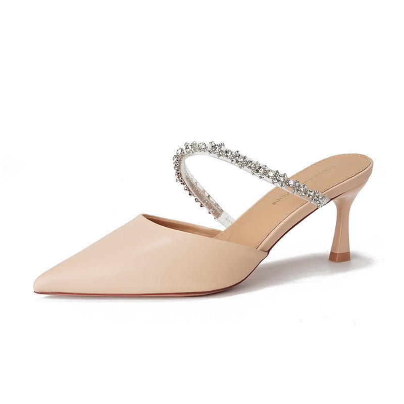 Women's High Single-layer Stiletto Pointed Toe Cap Half Outer Wear Women's Fashion Shoes