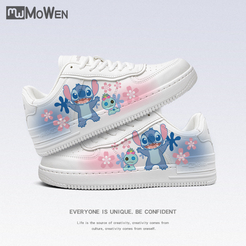 Joint Name Stitch Peripheral White Low Top Canvas Shoes
