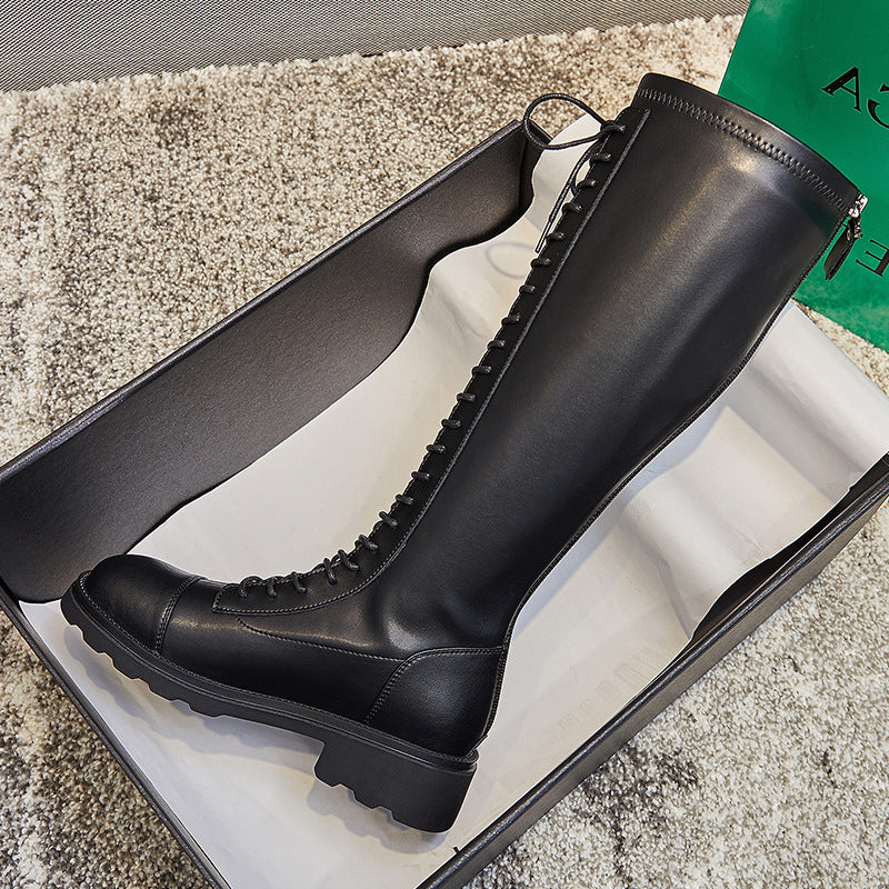 Women's Style Knight Chunky Platform Real With Boots