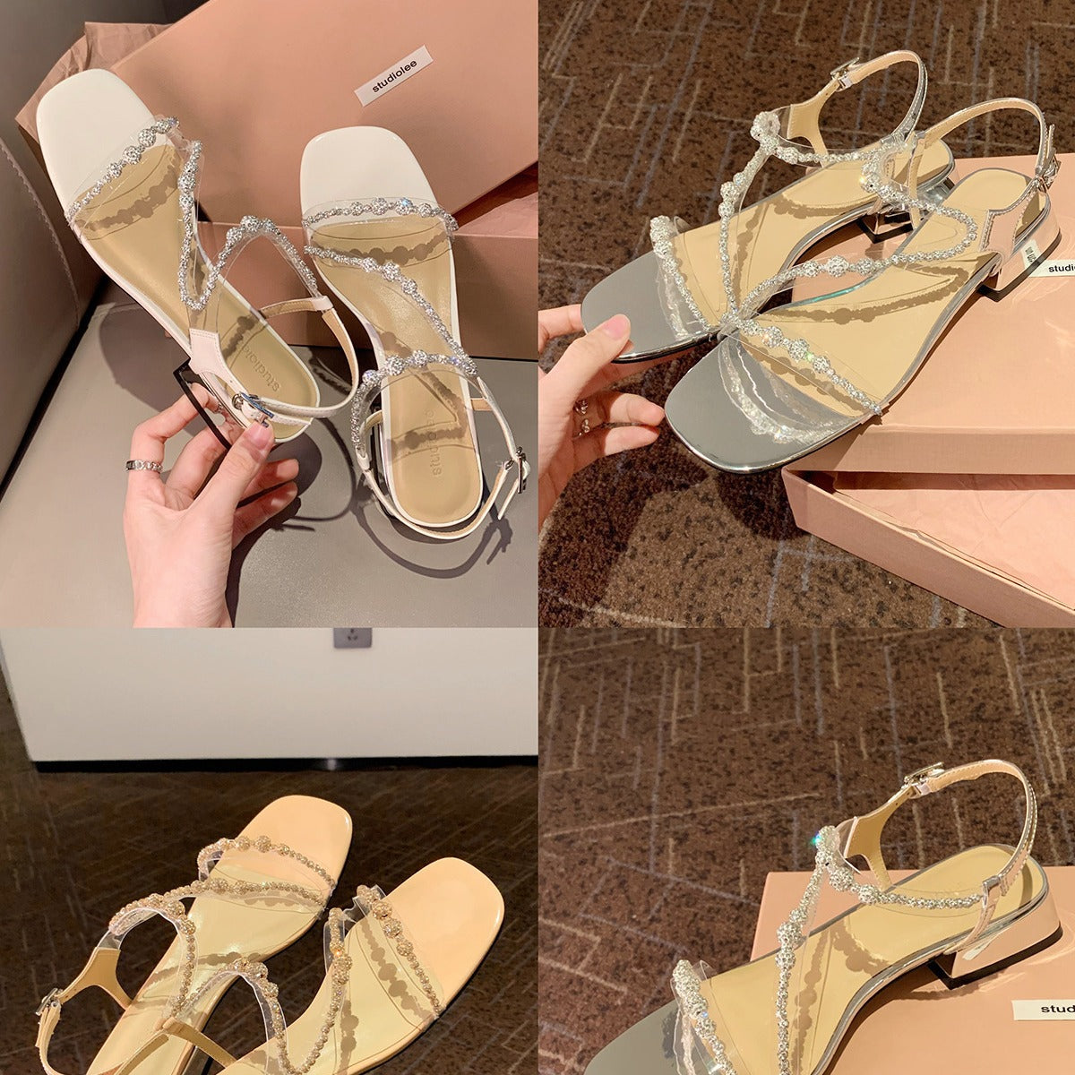Women's Grape Mom Authentic Square Toe Transparent Heels