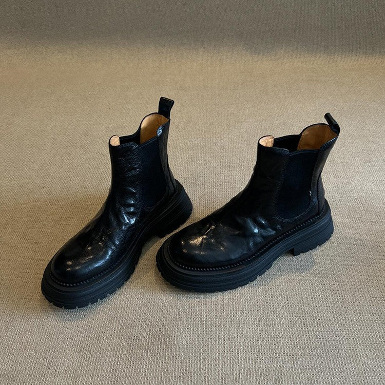 Women's Style Round Head Ankle Platform Thin Boots