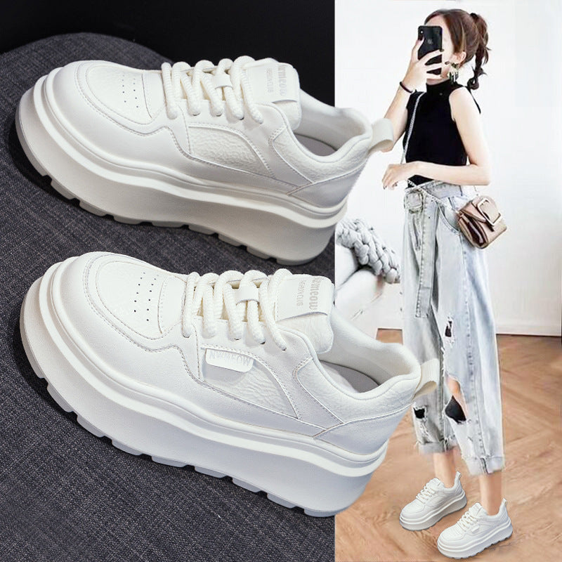 Women's Thick Bottom Best-selling White Spring Elevator Casual Shoes
