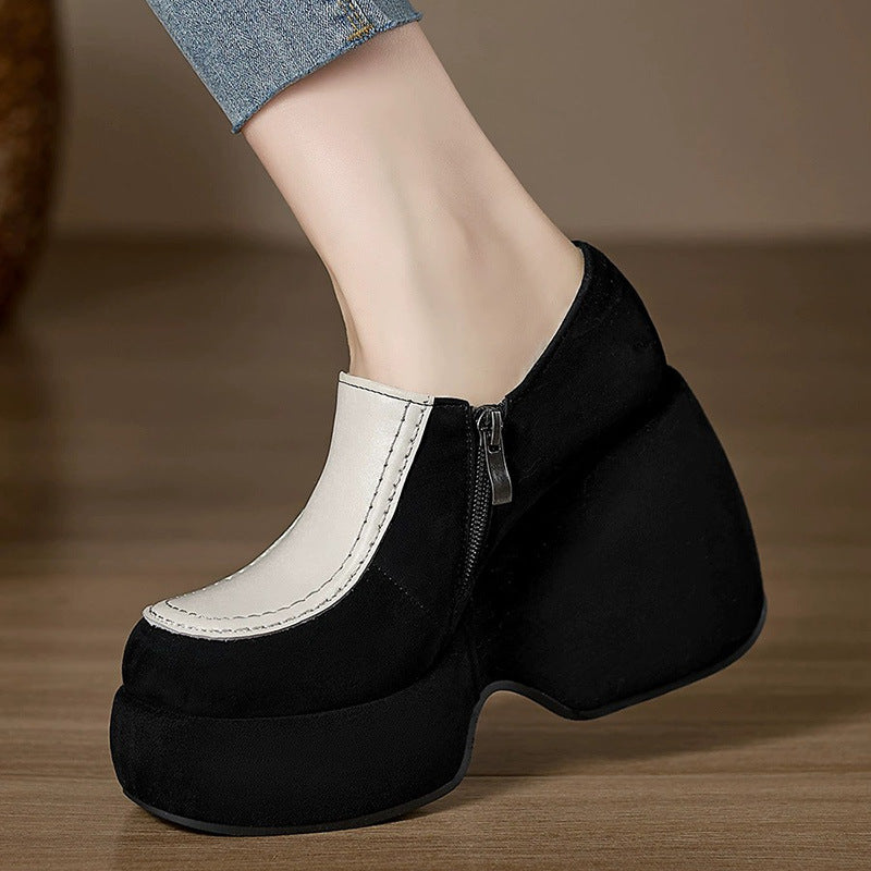 Wedge Round Toe Small Height Increasing Loafers
