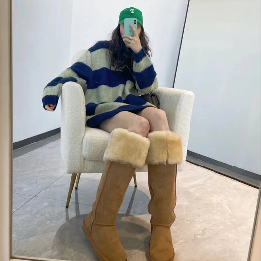 Women's Sheepskin Fur For Winter Warm High Snow Boots