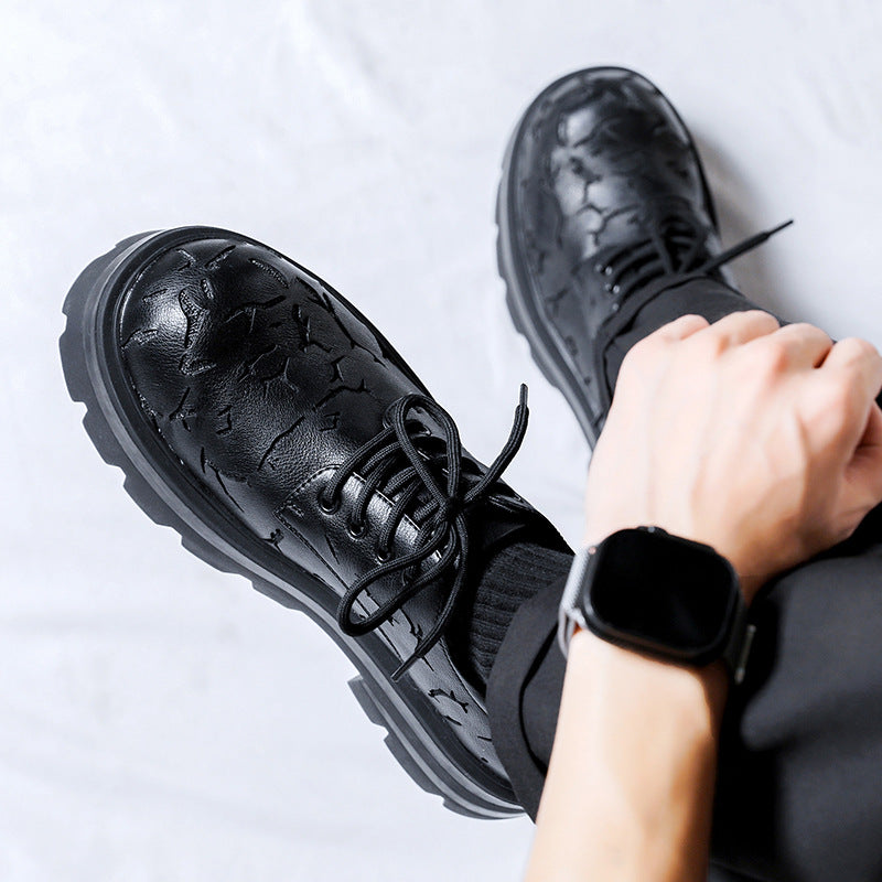 Men's Design Hair Stylist Retro Color Matching Leather Shoes