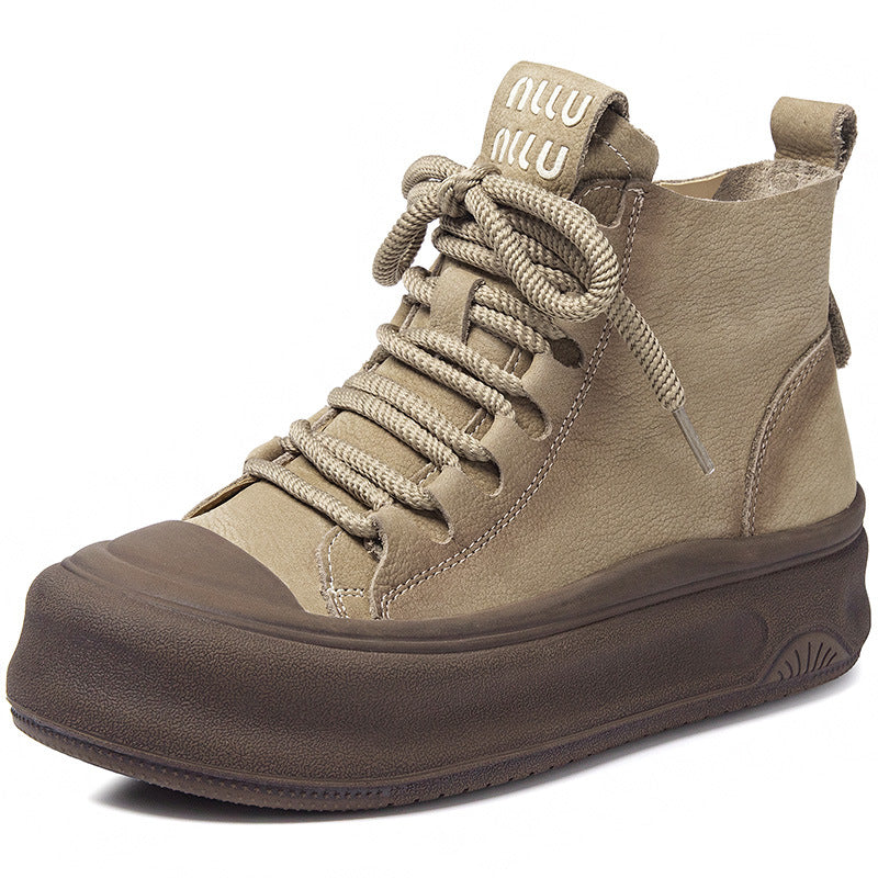 Women's Genuine Retro Short Autumn Flat Martens Boots