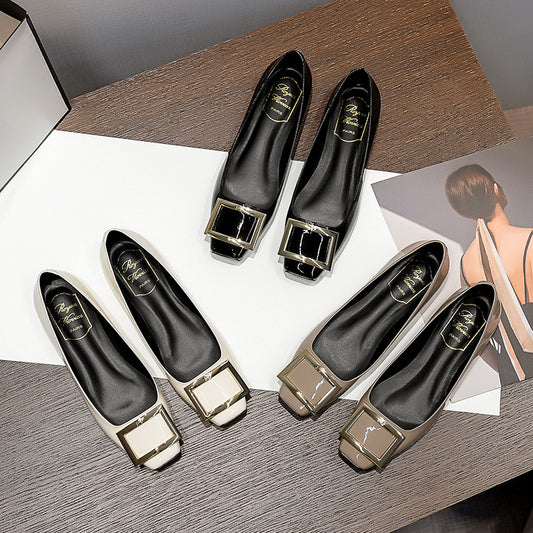 Low-cut Sheepskin Flat Toe Low Mary Casual Shoes