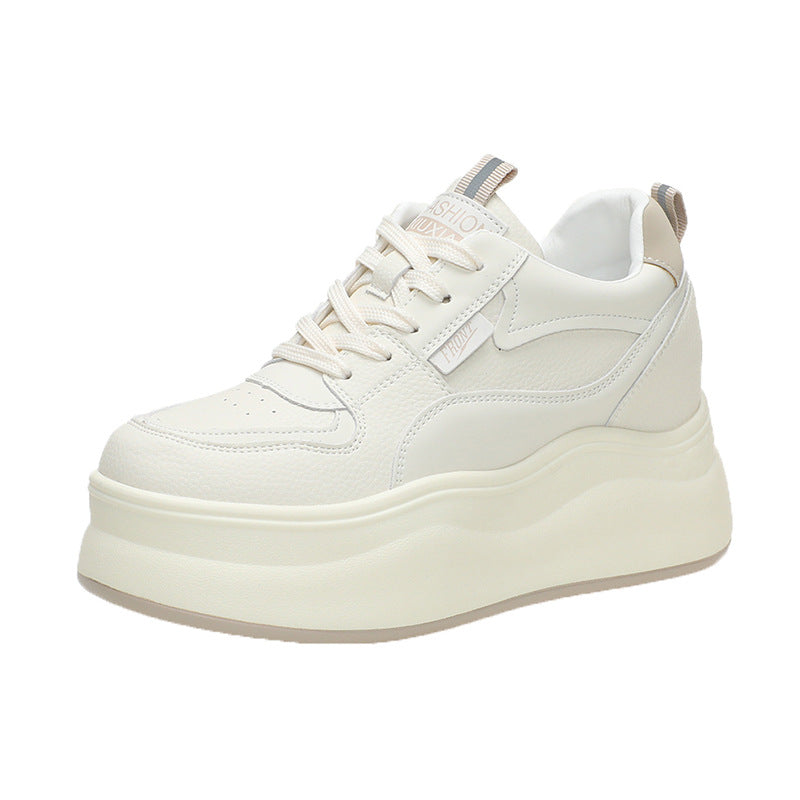 Women's Thick Bottom Hidden White Spring Small Heels