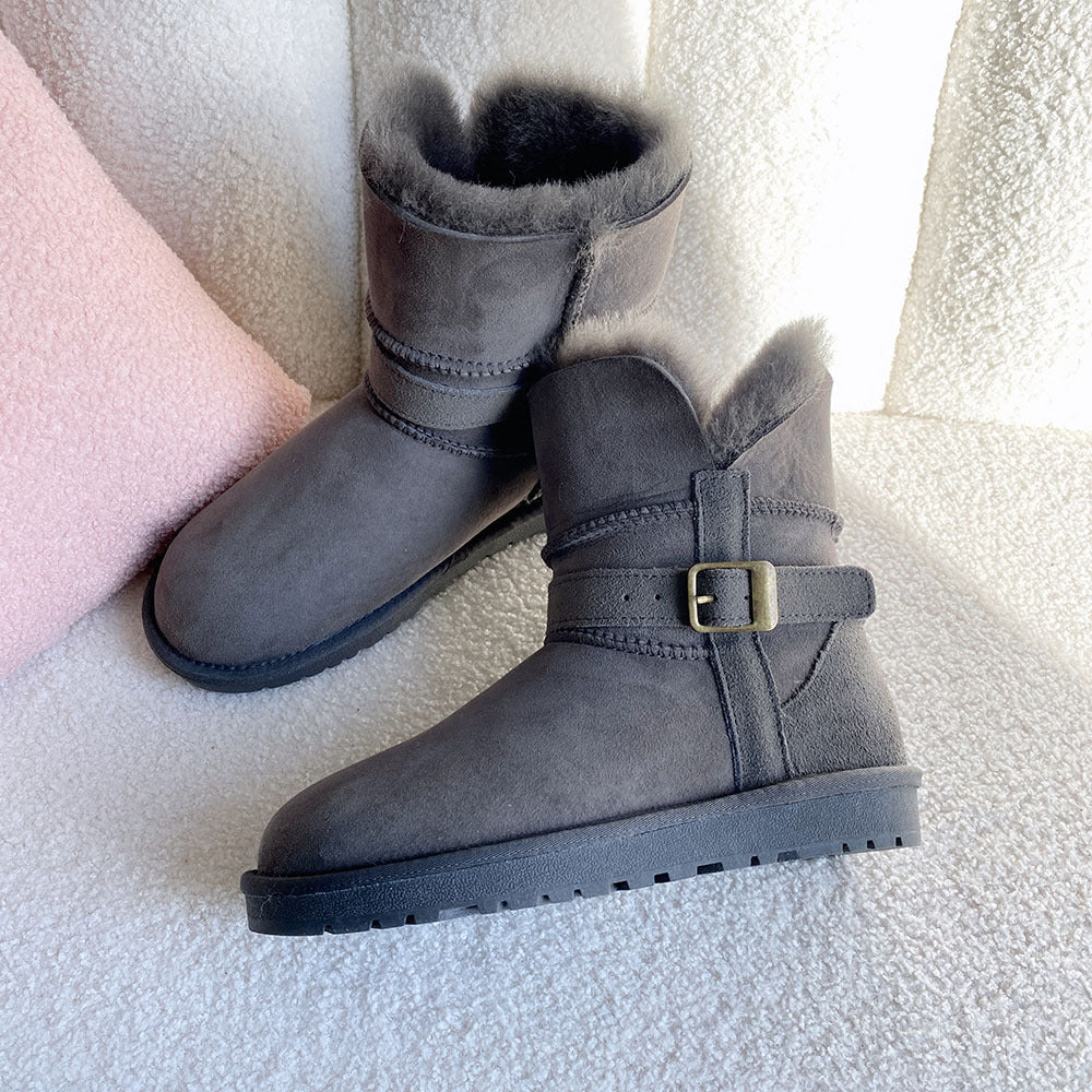 Women's Sheepskin Fur For Ring Two-way Wear Snow Boots