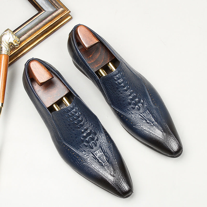 Men's Fashion Trendy Small Sharp Point Crocodile Leather Shoes