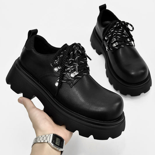 Men's Autumn Thick Bottom Height Increasing Derby Leather Shoes