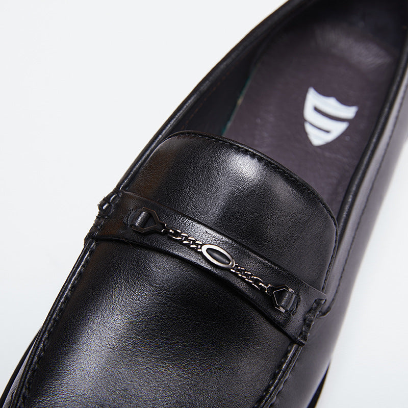 Men's Autumn Genuine Slip On Business Low Leather Shoes
